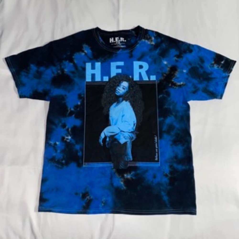 H.E.R. Tie-Dye Short Sleeve Blue Tour T-Shirt